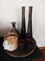 Dienblad + accessoires vaasjes theelichthouders geldrop mier, Ophalen of Verzenden, Rond, Hout