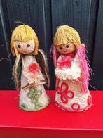 Twee vintage jute kerstengels kerst engel poppetjes, Diversen, Kerst, Ophalen of Verzenden, Gebruikt