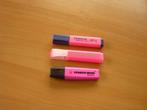 Set 3 fuchsia roze markeerstift fluostift accentueerstift, Ophalen of Verzenden