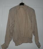Beige/bruine blousetop met smock langs de onderzijde en mouw, Verzenden, Maat 46/48 (XL) of groter, Beige