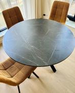 Marmerlook tafel + stoelen – samen of apart, Huis en Inrichting, Ophalen, Zo goed als nieuw, Modern, 4 tot 6 stoelen