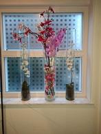 Glazen vazen met kunstbloemen kunstplanten, Ophalen, Zo goed als nieuw, Binnen