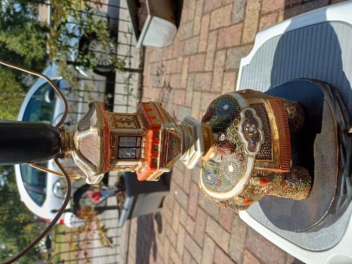 Satsuma grote lampvoet in de vrom van olifant, Antiek en Kunst, Antiek | Lampen, Ophalen of Verzenden