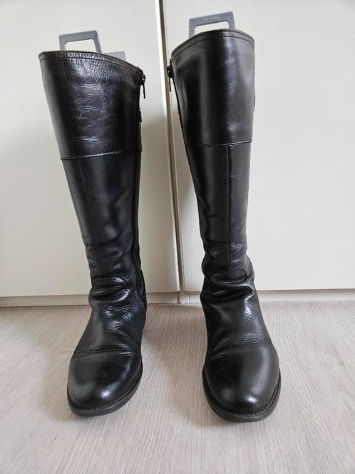 JJFootwear,dameslaarzen,zwart,leer,mt=37,wijde schacht, € 30, Kleding | Dames, Schoenen, Gedragen, Hoge laarzen, Zwart, Ophalen of Verzenden