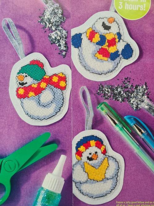 Crazy kids sneeuwpoppen 3 borduurpatronen, Hobby en Vrije tijd, Borduren en Borduurmachines, Nieuw, Patroon, Handborduren, Ophalen