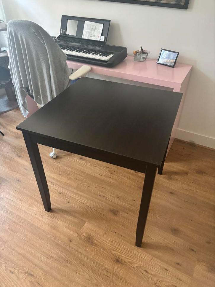 Eettafel IKEA Lerhamn 74x74 cm zwartbruin hout, Huis en Inrichting, Tafels | Eettafels, Gebruikt, 50 tot 100 cm, 50 tot 100 cm