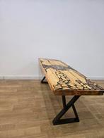 Unieke Houten Epoxy Salontafel met Afbeelding, Uniek, 100 tot 150 cm, Kunststof, Zo goed als nieuw
