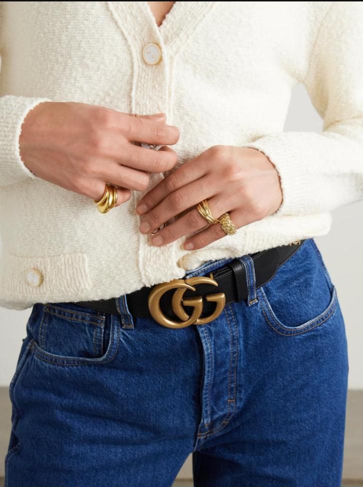 GUCCI Zwart leer Marmont unisex riem  Maat 75, Kleding | Dames, Riemen en Ceinturen, Zo goed als nieuw, Tailleriem, 80 tot 90 cm