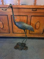 Grote kraanvogel 91 cm echt brons beeld voor buiten & binnen, Antiek en Kunst, Antiek | Koper en Brons, Brons, Ophalen