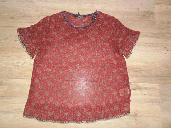 Scotch & Soda Bordeaux Doorzichtige Top Met Panterprint Mt S, Kleding | Dames, T-shirts, Nieuw, Maat 38/40 (M), Rood, Korte mouw