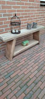 Vintage grijs bankje, Huis en Inrichting, Tafels | Sidetables, Ophalen, Nieuw, 25 tot 50 cm, Rechthoekig