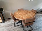 Mango eettafel met stoelen, Ophalen, Gebruikt, Rond, 100 tot 150 cm