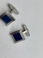 B25 Prachtige zilveren manchetknopen blauwe lapis, Sieraden, Tassen en Uiterlijk, Antieke sieraden, Ophalen of Verzenden, Zilver