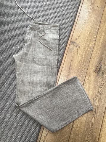 NewEdition zandbeige gemêleerde 100% linnen broek maat XL.