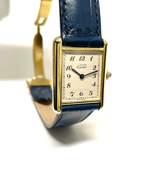 Must de Cartier Tank Large Model Quartz White Arabic Dial, Sieraden, Tassen en Uiterlijk, Horloges | Dames, Zo goed als nieuw