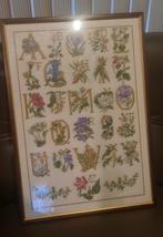 Geborduurd alfabet met bloemen in lijst, Hobby en Vrije tijd, Borduren en Borduurmachines, Ophalen of Verzenden, Nieuw, Borduurpakket