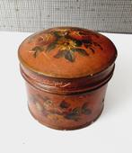 vintage blikje met bloemen handgeschilderd, Verzamelen, Blikken, Ophalen of Verzenden, Gebruikt, Overige, Overige merken