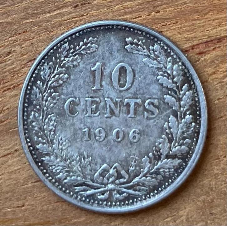 10 cent 1906 Wilhelmina, Postzegels en Munten, Munten | Nederland, Losse munt, 10 cent, Koningin Wilhelmina, Zilver, Ophalen