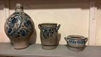 Antieke Keulse Kruik & Pot - Blauw Decor, Ophalen