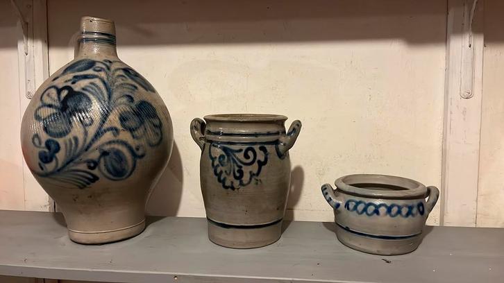 Antieke Keulse Kruik & Pot - Blauw Decor, Antiek en Kunst, Antiek | Keramiek en Aardewerk, Ophalen