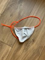 Herenstring wit met oranje bandjes - Maat S, Ophalen of Verzenden, Wit, Overige typen