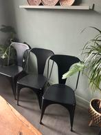 Metalen stoelen set, Huis en Inrichting, Gebruikt, Drie, Zwart, Ophalen of Verzenden