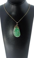 Jade Nefriet 14k gouden bloem ketting hanger vintage broche