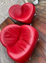 Leolux Papageno fauteuil Rood leer, Huis en Inrichting, Ophalen, Gebruikt, 75 tot 100 cm, Leer