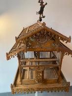 Oud Indonesisch Vogelkooitje met Uurwerk, Antiek en Kunst, Curiosa en Brocante, Ophalen