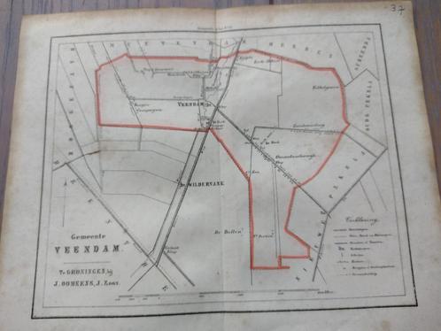 37 Veendam Kibbelgaarn Wildervank Korte Akkers Litho 1862, Antiek en Kunst, Kunst | Litho's en Zeefdrukken, Ophalen of Verzenden