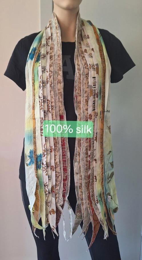 Unieke handgemaakte 100% zijden patchwork sjaal, Kleding | Dames, Mutsen, Sjaals en Handschoenen, Nieuw, Sjaal, Ophalen of Verzenden