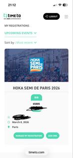 Ticket Halve Marathon Parijs, Ophalen of Verzenden, Nieuw, Overige typen, Overige merken