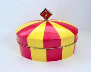 Vintage Blikken Beschuitbus met Clown beschikbaar voor biedingen