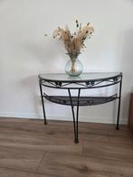 Stalen halfronde sidetable, Huis en Inrichting, Tafels | Sidetables, Ophalen, Zo goed als nieuw, 25 tot 50 cm, Rechthoekig