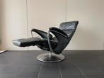 Zwarte leren kennedy relaxfauteuil / relax fauteuil, Huis en Inrichting, Fauteuils, Ophalen, Gebruikt, Minder dan 75 cm, Nvt