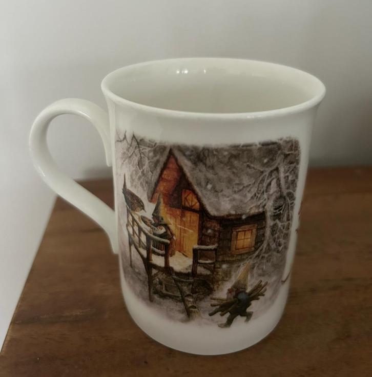 Rien Poortvliet Douwe Egberts DE David de Kabouter mok vogel, Huis en Inrichting, Keuken | Servies, Zo goed als nieuw, Kop(pen) en/of Schotel(s)