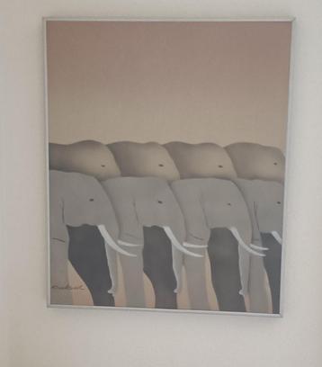 abstract schilderij met olifanten beschikbaar voor biedingen