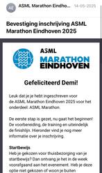 Ticket hele marathon ASML met gegraveerde medaille, Overige merken, Overige typen, Nieuw, Ophalen of Verzenden