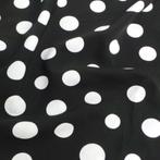 1235) 150x200cm geweven acetaat stof witte stippen op zwart, Hobby en Vrije tijd, Stoffen en Lappen, 200 cm of meer, Nieuw, Overige materialen