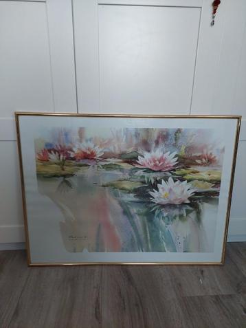 Poster in lijst aquarel waterlelies beschikbaar voor biedingen
