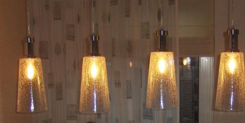 Hanglamp / eetkamerlamp, Huis en Inrichting, Lampen | Hanglampen, Gebruikt, 75 cm of meer, Glas, Ophalen