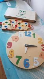 Houten rijgvarken en houten klok, Kinderen en Baby's, Ophalen of Verzenden, Zo goed als nieuw