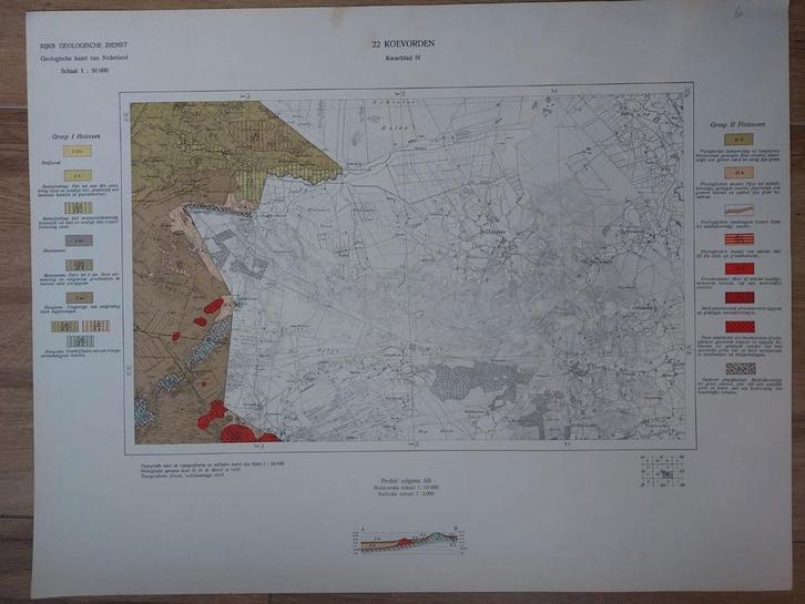 60 / Geologische kaart Coevorden - Koevorden 1934, Boeken, Atlassen en Landkaarten, Zo goed als nieuw, Landkaart, Nederland, 1800 tot 2000