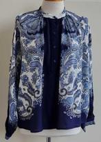 H & M donkerblauw/witte blouse met paisley prints mt 38, Kleding | Dames, Blouses en Tunieken, Blauw, Maat 38/40 (M), H&M, Ophalen of Verzenden