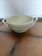 Vintage schaal met oren. Crème kleurig en zilveren belijning, Overige materialen, Gebruikt, Overige typen, Ophalen of Verzenden