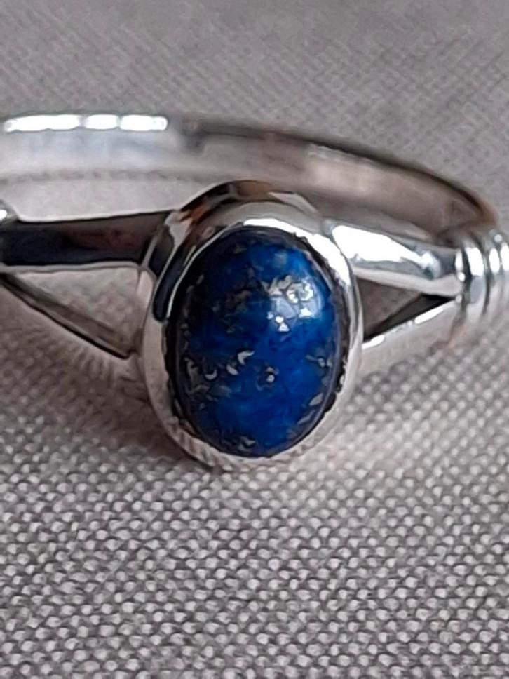 Zilveren ring (925) met Lapis Lazuli, Sieraden, Tassen en Uiterlijk, Ringen, Nieuw, Dame, 18 tot 19, Blauw, Zilver, Verzenden