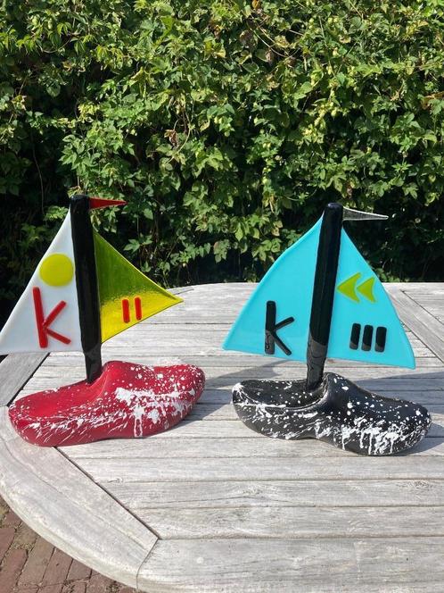 Glaskunst zeilboot zeilen klomp boot Dutch design, Antiek en Kunst, Kunst | Overige Kunst, Ophalen of Verzenden