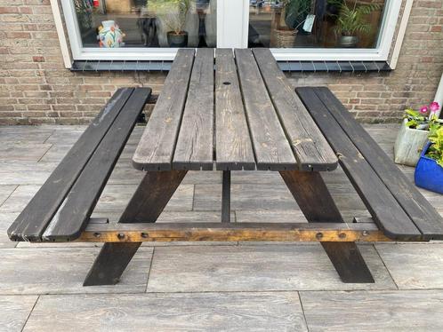 Grote picknicktafel, Tuin en Terras, Picknicktafels, Gebruikt, Rechthoekig, Hout, Inklapbaar, Ophalen