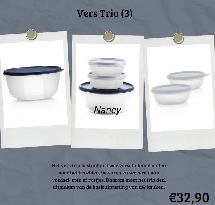 Vers Trio Tupperware, Huis en Inrichting, Keuken | Tupperware, Nieuw, Schaal, Blauw, Ophalen