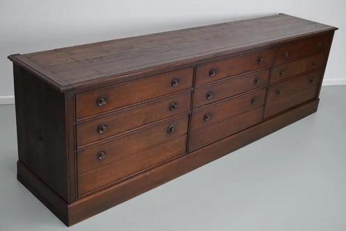 Antieke Grote Franse Eiken Apotheek-/Museumkast, ca. 1900, Huis en Inrichting, Kasten | Ladekasten, Gebruikt, Minder dan 100 cm